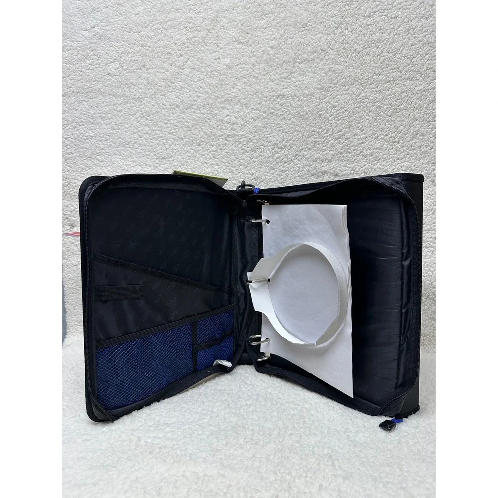 Case-it Z-Binder Blue Black 2-in-1 Zippered 1.5 Inch D-Ring Binder with Strap